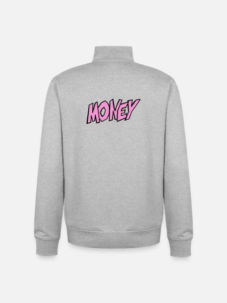 Geld-Illustration mit Lebendiger Typografie - Unisex Organic Zip Sweatshirt von Stanley/Stella - Grau meliert
