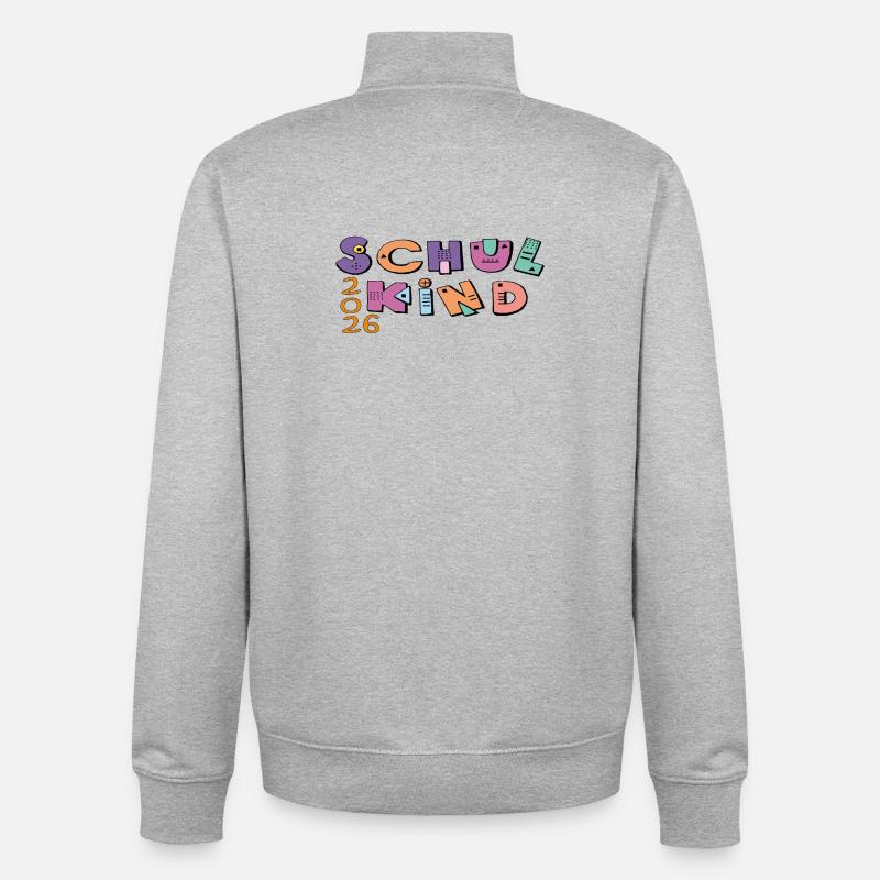Schulkind 2026  Bunte Buchstaben - Unisex Organic Zip Sweatshirt von Stanley/Stella - Grau meliert