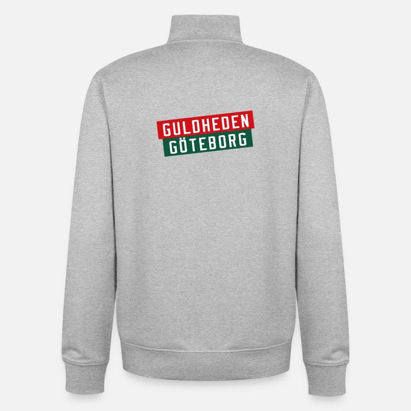 Logo rayé de Guldheden Göteborg - Sweat zippé unisexe en coton bio Stanley/Stella - gris chiné