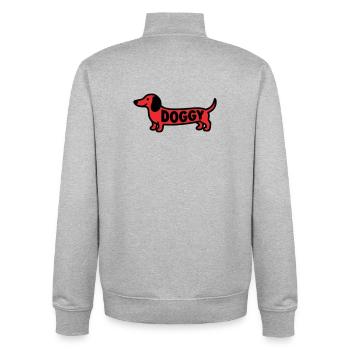 Dachshund Dog Doggy Saying Red - Unisex Organic Zip Sweatshirt by Stanley/Stella - heather grey - Back - AI Model Male 185 light (185cm)