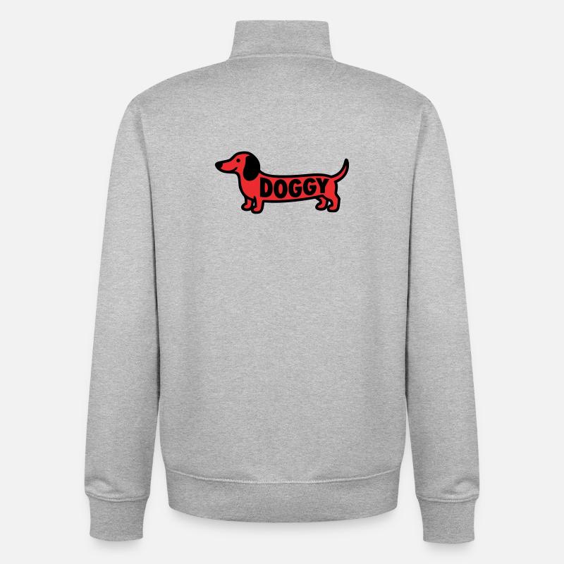 Dackel Hund Doggy Spruch Rot - Unisex Organic Zip Sweatshirt von Stanley/Stella - Grau meliert