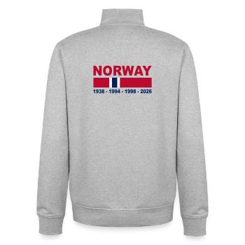 supporter norvégien - Sweat zippé unisexe en coton bio Stanley/Stella - gris chiné - Dos - AI Model Male 185 light (185cm)