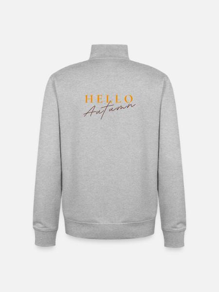 Hello Autumn | Modern Autumn Saying - Unisex Organic Zip Sweatshirt by Stanley/Stella - heather grey