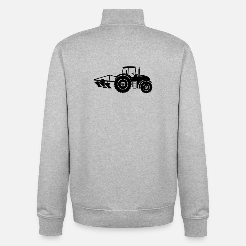 Traktor mit Pflug-Logo-Bauernhof - Unisex Organic Zip Sweatshirt von Stanley/Stella - Grau meliert
