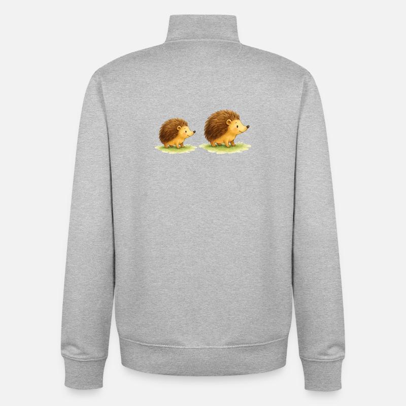 Cute hedgehogs for children's clothes - Unisex Organic Zip Sweatshirt by Stanley/Stella - heather grey