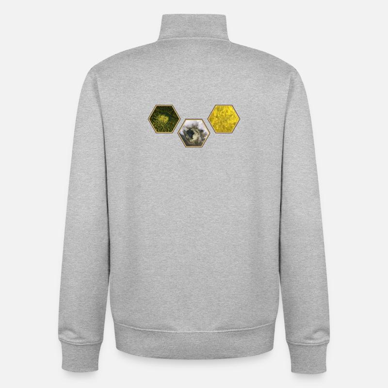Les colons de Catan Hexagone Design - Sweat zippé unisexe en coton bio Stanley/Stella - gris chiné