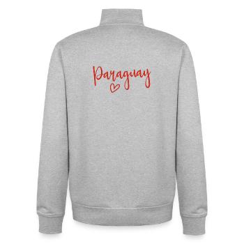Paraguay Heart Women's Love Paraguay - Unisex Organic Zip Sweatshirt von Stanley/Stella - Grau meliert - Hinten - AI Model Male 185 light (185cm)