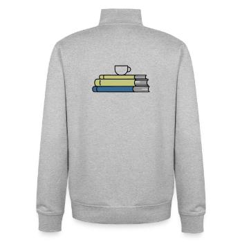 Stack of books Coffee mug Coloured - Unisex Organic Zip Sweatshirt by Stanley/Stella - heather grey - Back - AI Model Male 185 light (185cm)