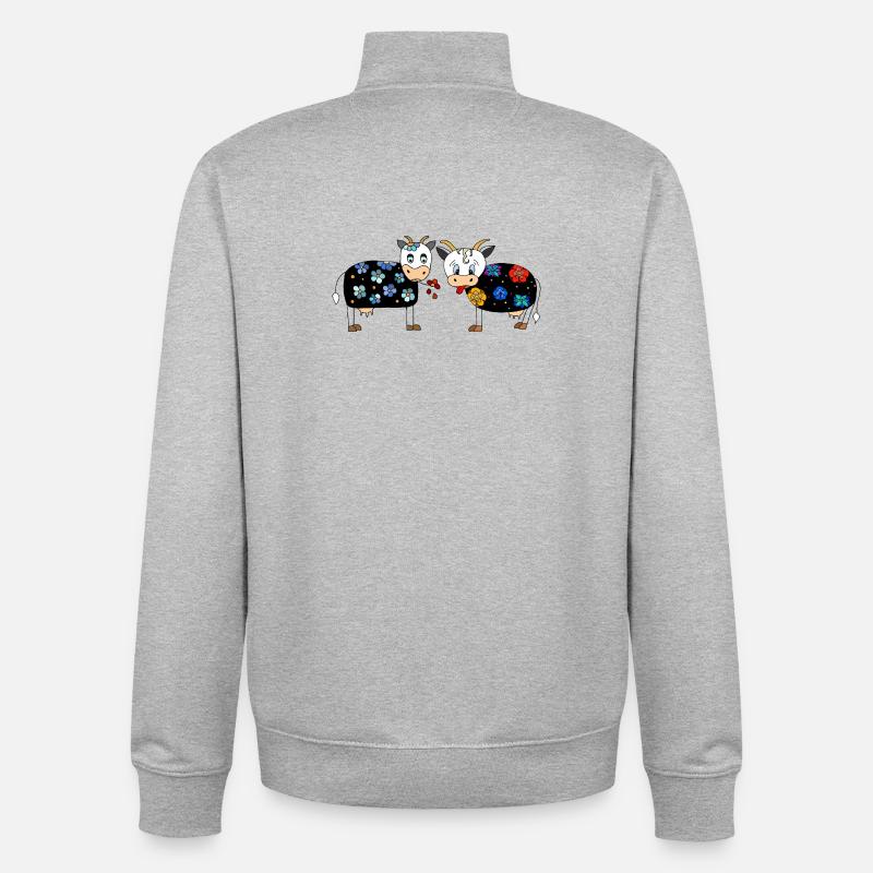 Vaches - Sweat zippé unisexe en coton bio Stanley/Stella - gris chiné