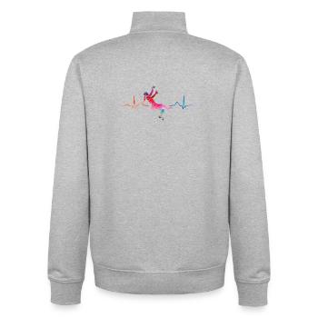 Boulderer Herzschlag Boulder Bouldern - Unisex Organic Zip Sweatshirt von Stanley/Stella - Grau meliert - Hinten - AI Model Male 185 light (185cm)