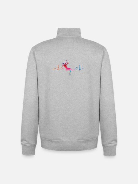 Boulderer heartbeat Bouldering Bouldering - Unisex Organic Zip Sweatshirt by Stanley/Stella - heather grey