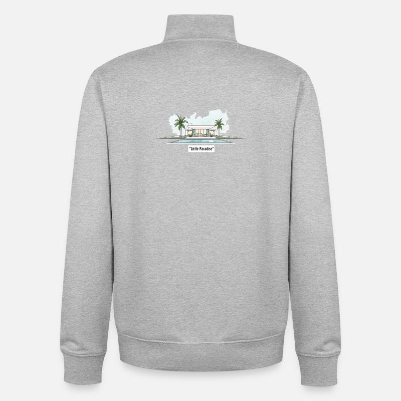 Villa du Petit Paradis - Sweat zippé unisexe en coton bio Stanley/Stella - gris chiné