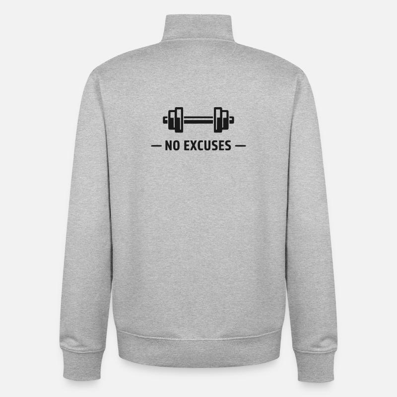 Motif haltère sans excuses - Sweat zippé unisexe en coton bio Stanley/Stella - gris chiné