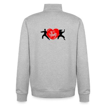 Shotokan karate heart with tiger - Unisex Organic Zip Sweatshirt by Stanley/Stella - heather grey - Back - AI Model Male 185 light (185cm)