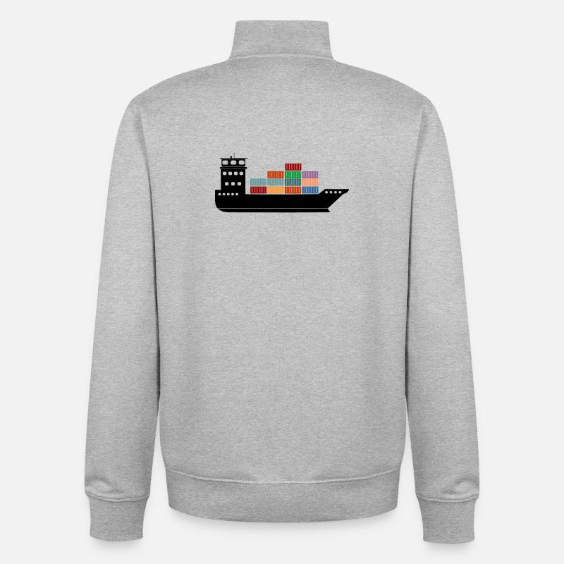 Seecontainerschiff oder Boot mit Containern - Unisex Organic Zip Sweatshirt von Stanley/Stella - Grau meliert