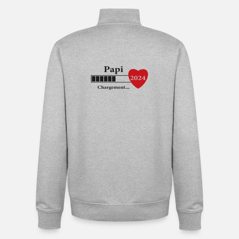 papi - futur papi chargement - Sweat zippé unisexe en coton bio Stanley/Stella - gris chiné