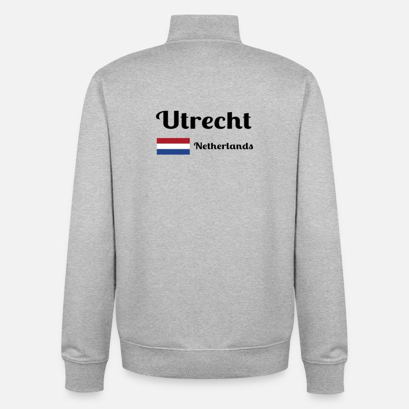 Utrecht, Pays-Bas - Imprimés élégants - Sweat zippé unisexe en coton bio Stanley/Stella - gris chiné