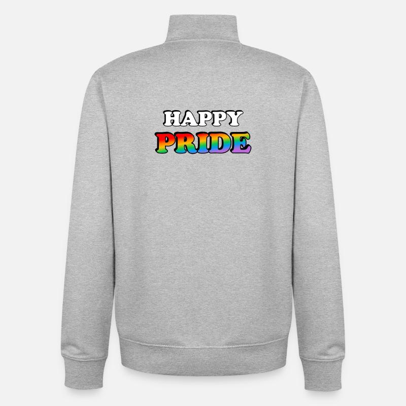 Pride Rainbow Text Design - Unisex Organic Zip Sweatshirt by Stanley/Stella - heather grey