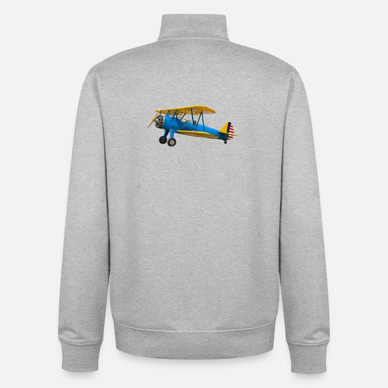 Stearman PT-17 - Sweat zippé unisexe en coton bio Stanley/Stella - gris chiné