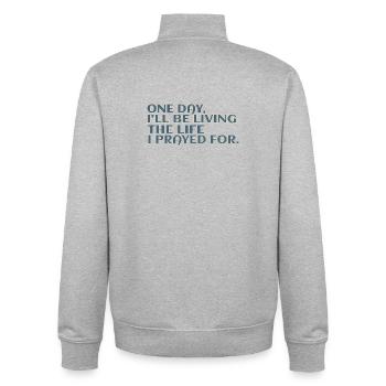 Eines Tages werde ich das Leben leben, für das ich gebetet habe - Unisex Organic Zip Sweatshirt von Stanley/Stella - Grau meliert - Hinten - AI Model Male 185 light (185cm)