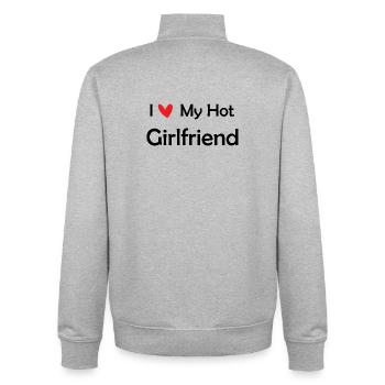 Heart lettering with red heart - Unisex Organic Zip Sweatshirt by Stanley/Stella - heather grey - Back - AI Model Male 185 light (185cm)