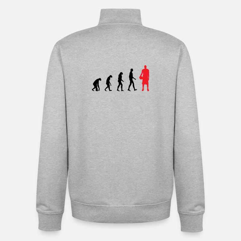 Basket Ball Evolution / Basketball  - Sweat zippé unisexe en coton bio Stanley/Stella - gris chiné