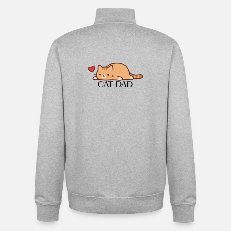 CAT_DAD - Unisex Organic Zip Sweatshirt von Stanley/Stella - Grau meliert