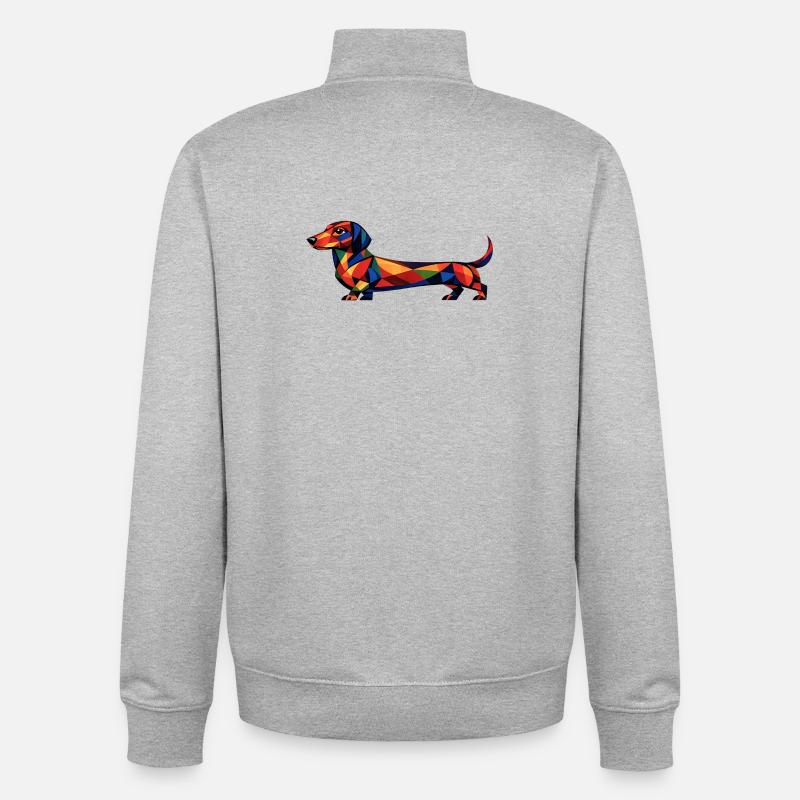 Geometrischer Dackel - Unisex Organic Zip Sweatshirt von Stanley/Stella - Grau meliert