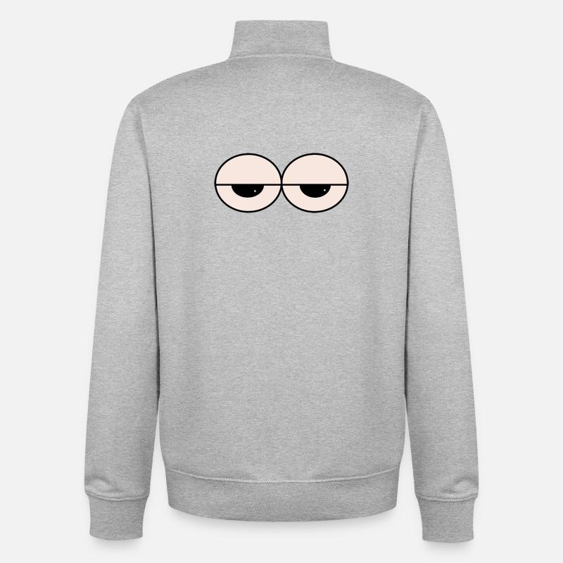 Yeux endormis Style minimal - Sweat zippé unisexe en coton bio Stanley/Stella - gris chiné