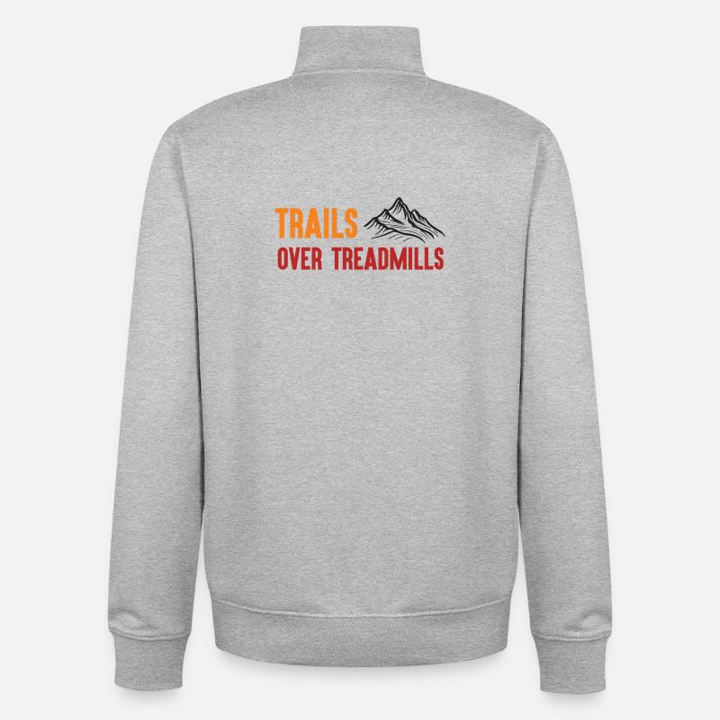 Trail Running - Trails Over Treadmills - Unisex Organic Zip Sweatshirt by Stanley/Stella - heather grey