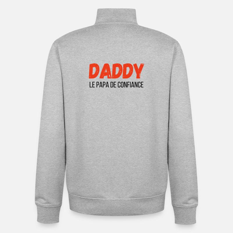 Daddy the Trusted Dad - Gift Idea - Unisex Organic Zip Sweatshirt by Stanley/Stella - heather grey