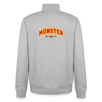Münster City Schriftzug Banner - Unisex Organic Zip Sweatshirt von Stanley/Stella - Grau meliert - Hinten - AI Model Male 185 light (185cm)