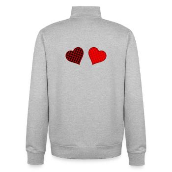 Geometric Heart Duo Red Black - Unisex Organic Zip Sweatshirt by Stanley/Stella - heather grey - Back - AI Model Male 185 light (185cm)