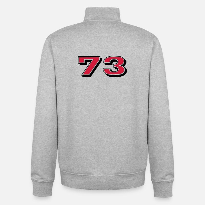 Rote 73 auf Schwarz - Unisex Organic Zip Sweatshirt von Stanley/Stella - Grau meliert
