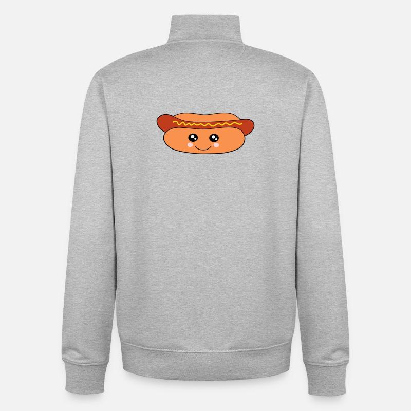 Kawaii, saucisses, saucisses, boucher - Sweat zippé unisexe en coton bio Stanley/Stella - gris chiné