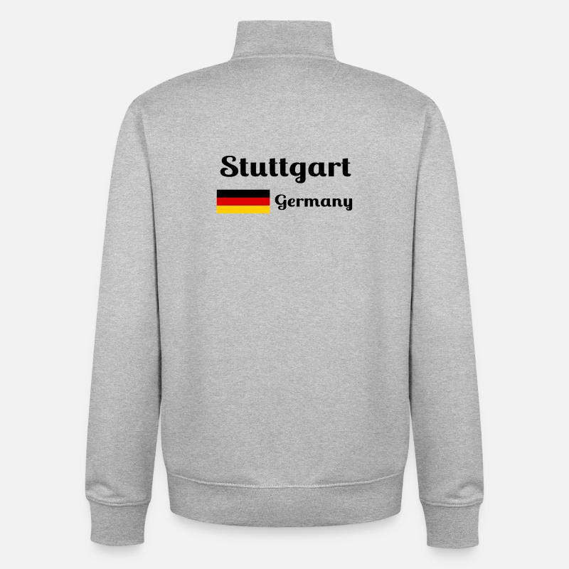 Stuttgart Allemagne - Imprimés élégants - Sweat zippé unisexe en coton bio Stanley/Stella - gris chiné