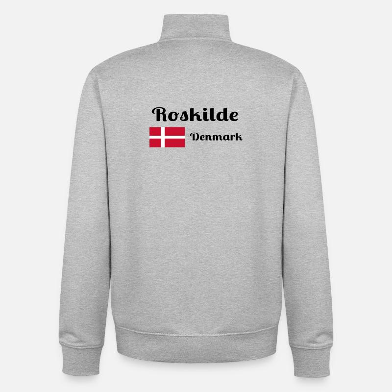 Roskilde Danemark - Imprimés élégants - Sweat zippé unisexe en coton bio Stanley/Stella - gris chiné