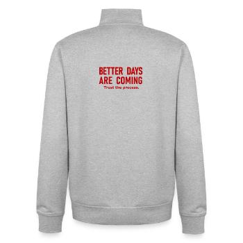 Bessere Tage kommen – motivierender Erfolg – Slogan - Unisex Organic Zip Sweatshirt von Stanley/Stella - Grau meliert - Hinten - AI Model Male 185 light (185cm)