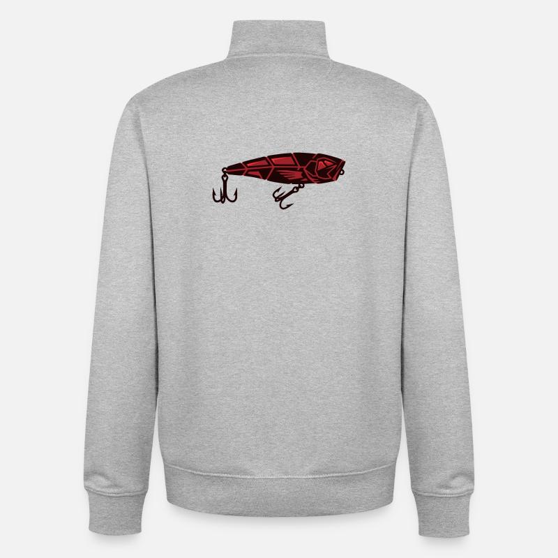 Leurre de pêche Wobbler Poisson prédateur - Sweat zippé unisexe en coton bio Stanley/Stella - gris chiné