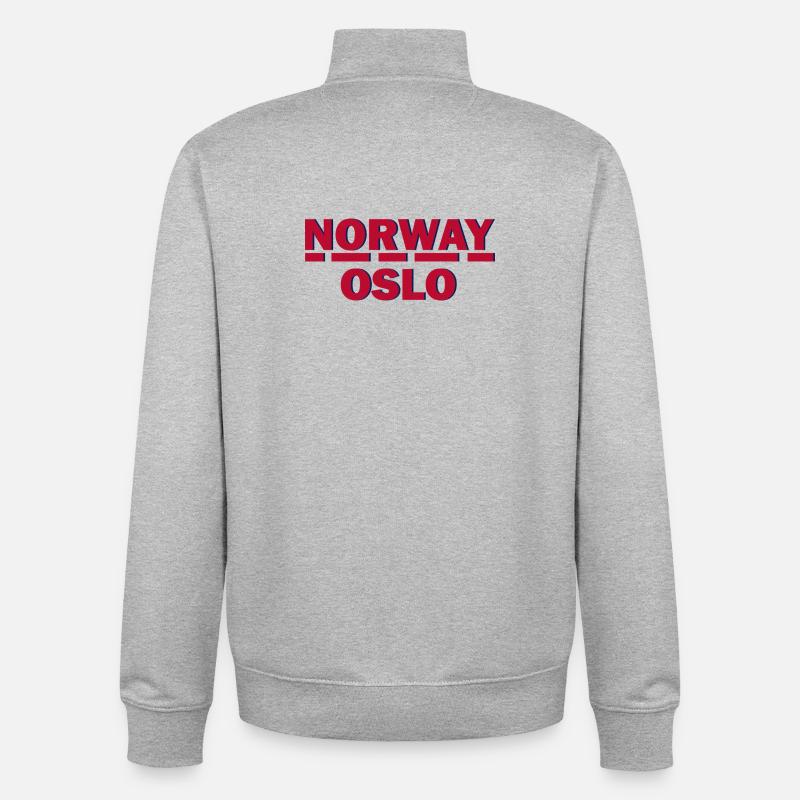 Oslo Retro Block Letters - Unisex Organic Zip Sweatshirt by Stanley/Stella - heather grey