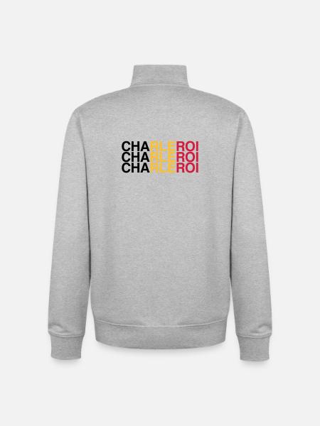 CHARLEROI Belgium Belgium Flag - Unisex Organic Zip Sweatshirt by Stanley/Stella - heather grey
