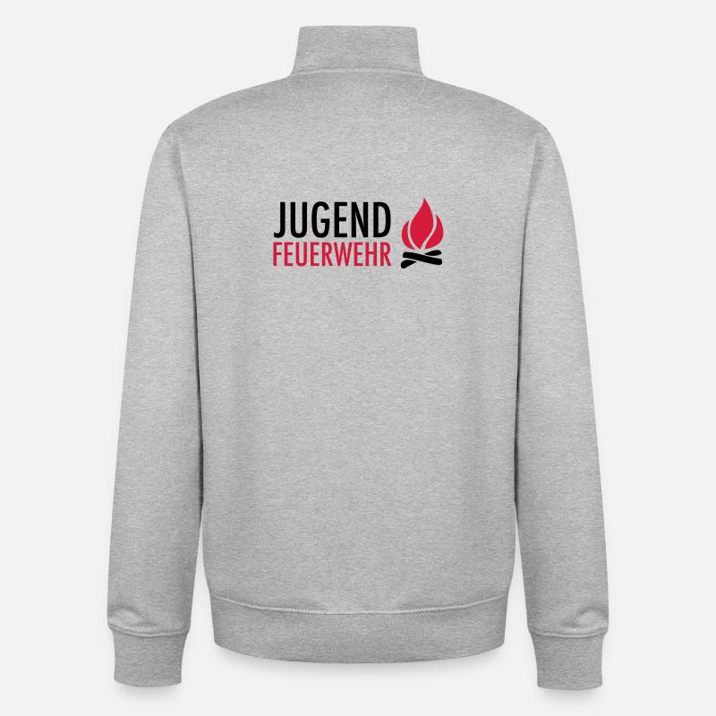 Young firefighters with flame - Unisex Organic Zip Sweatshirt by Stanley/Stella - heather grey