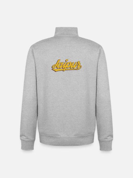 Jaipur Lettering Retro Graphic India - Unisex Organic Zip Sweatshirt by Stanley/Stella - heather grey