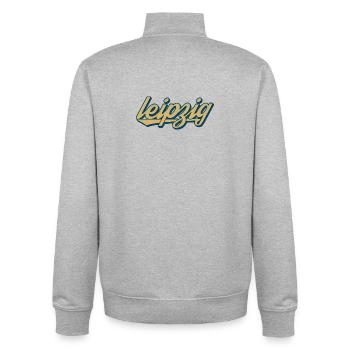 Leipzig Retro Script – Vintage Stadtlogo - Unisex Organic Zip Sweatshirt von Stanley/Stella - Grau meliert - Hinten - AI Model Male 185 light (185cm)
