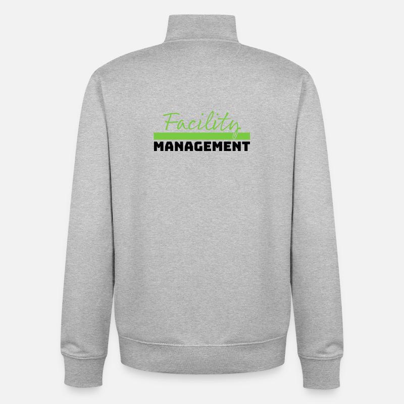 Tshirt Facility Management vert noir - Sweat zippé unisexe en coton bio Stanley/Stella - gris chiné