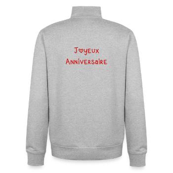 Happy Fun Birthday Design - Unisex Organic Zip Sweatshirt by Stanley/Stella - heather grey - Back - AI Model Male 185 light (185cm)