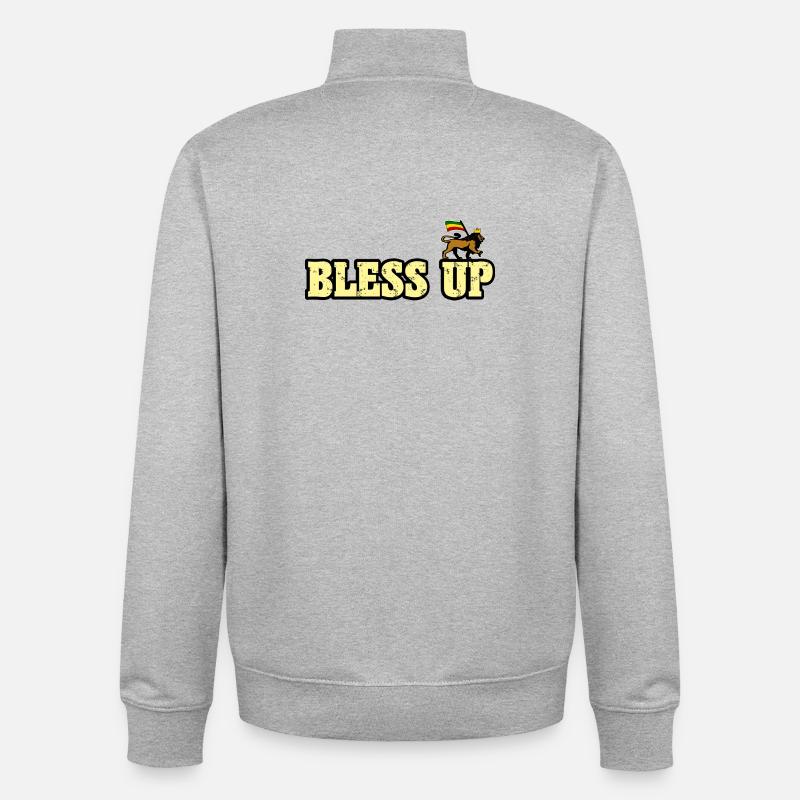 Dub Reggae Bless Up - Sweat zippé unisexe en coton bio Stanley/Stella - gris chiné