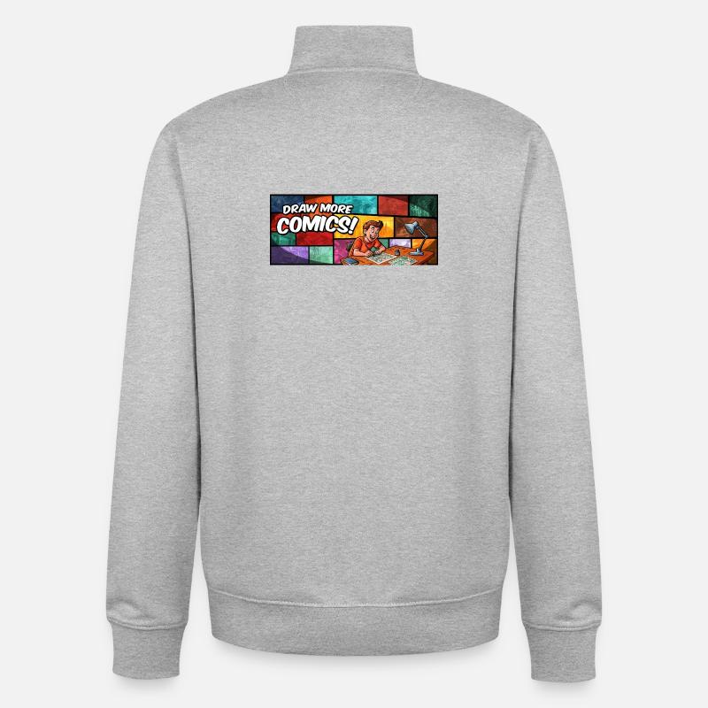 Dessinez plus de bandes dessinées ! - Sweat zippé unisexe en coton bio Stanley/Stella - gris chiné