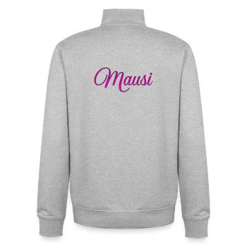 Mausi_-_saying_ - Unisex Organic Zip Sweatshirt by Stanley/Stella - heather grey - Back - AI Model Male 185 light (185cm)