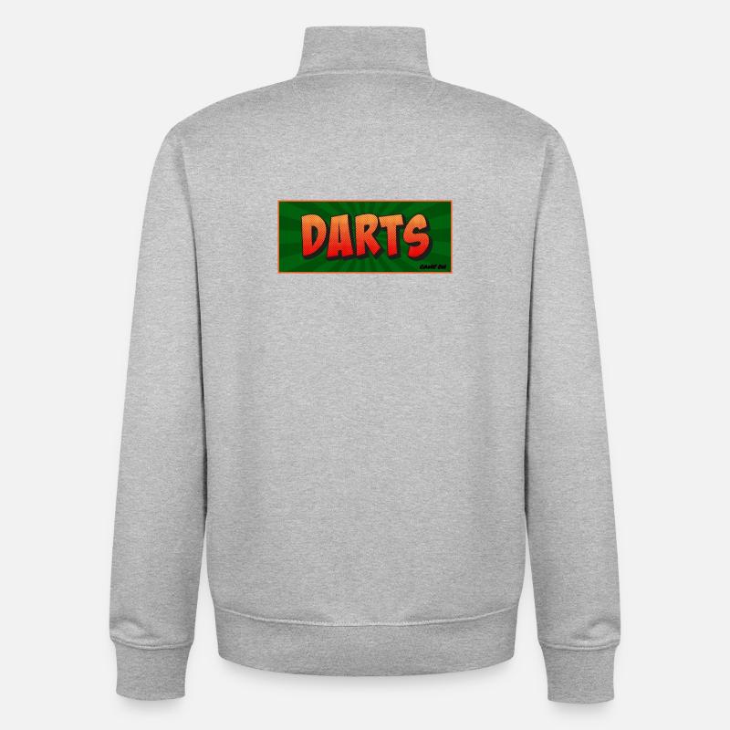 Darts Comic Retro Spielmotiv - Unisex Organic Zip Sweatshirt von Stanley/Stella - Grau meliert